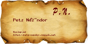 Petz Nándor névjegykártya
