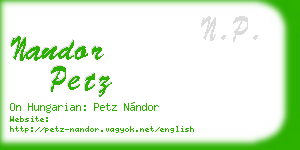 nandor petz business card